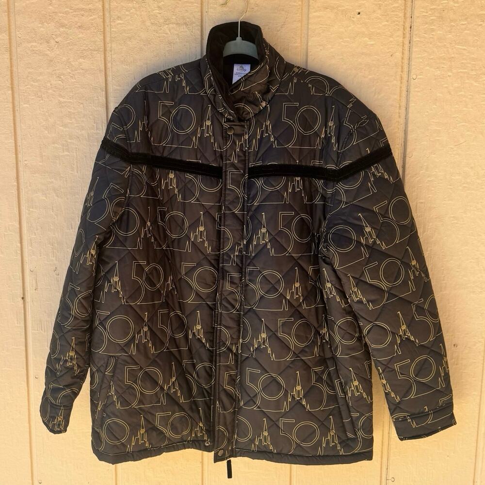 WDW 50th Anniversary Disney World Quilted Jacket - Black and Gold Size XL NWT